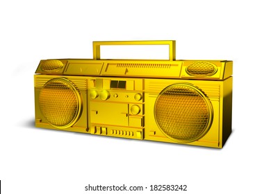 Boombox Gold Isolated On White