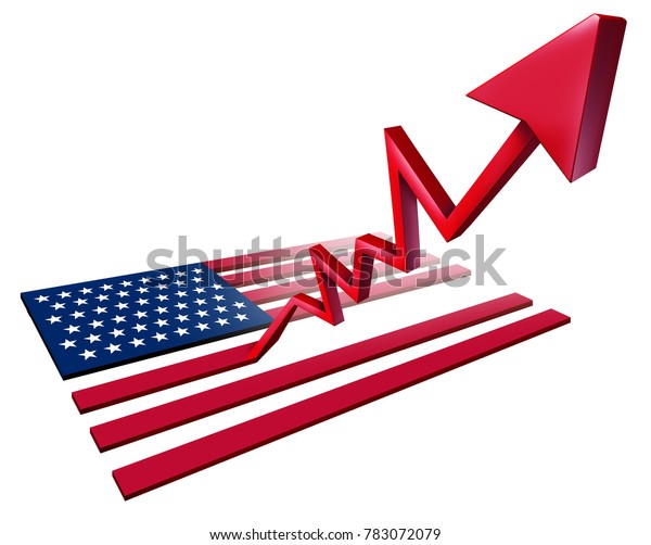 米国の経済成長と経済成長が好調で 米国の国旗が3dイラストとして上向きの矢印に変わるにつれ Gdpが上昇します のイラスト素材