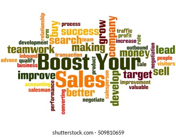 Boost Your Sales, Word Cloud Concept On White Background.