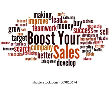 Boost Your Sales, Word Cloud Concept On White Background.