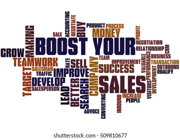 Boost Your Sales, Word Cloud Concept On White Background.