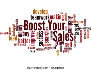 Boost Your Sales, Word Cloud Concept On White Background.