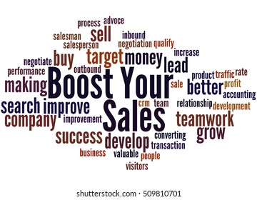 Boost Your Sales, Word Cloud Concept On White Background.