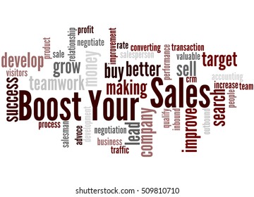 Boost Your Sales, Word Cloud Concept On White Background.