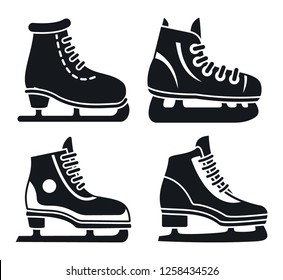 Boot Ice Skates Icon Set. Simple Set Of Boot Ice Skates Icons For Web Design On White Background