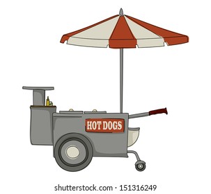 Booth Stand Hot Dog On White Background