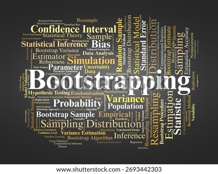 Bootstrapping Word Cloud. Composition Of Terms Related To Statistical Resampling, Confidence Intervals, Standard Errors, And Variance Estimation In Quantitative Analysis.