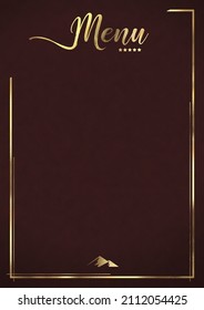 Bordeaux Luxury Restaurant Menu Background Suede With Embossed Gold Lines And Mountain Emblem Deluxe