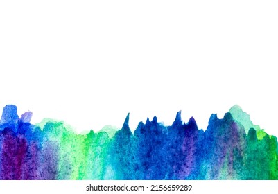 Border of Abstract multicoloured watercolor paper textured illustration for grunge templates design, vintage card with copy space. Wet effect hand drawn canvas aquarelle background