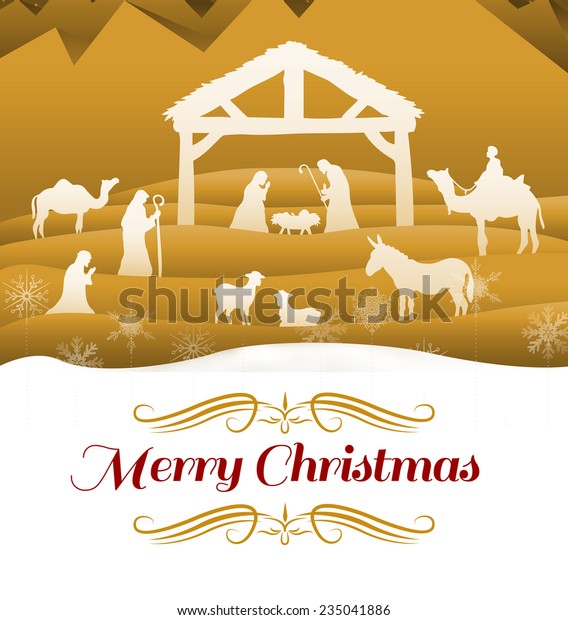 Border Against Nativity Scene Vector Under Stock Illustration 235041886 ...