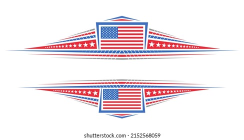 Border For American Holidays With Blank Copy Space For Congratulation Text, Decorative Layout With Illustration Of American Flag, Stars And Stripes For Us Military Holidays On White Background