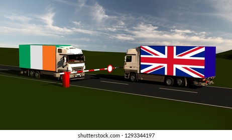 Border Between Irland Und UK / Brexit /Backstop / 3d-illustration