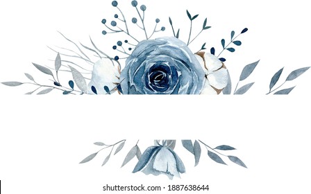 Navy Blue Flowers Watercolor Floral Clip Stock Illustration 1545265415 ...