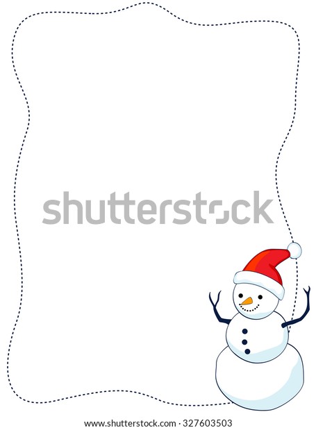 Border Illustration Featuring Smiling Snowman White Stock Illustration ...