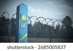 Border post with flag of Palau - 3D illustration