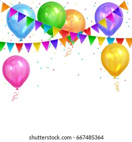 Border Realistic Colorful Helium Balloons Flags Stock Illustration ...