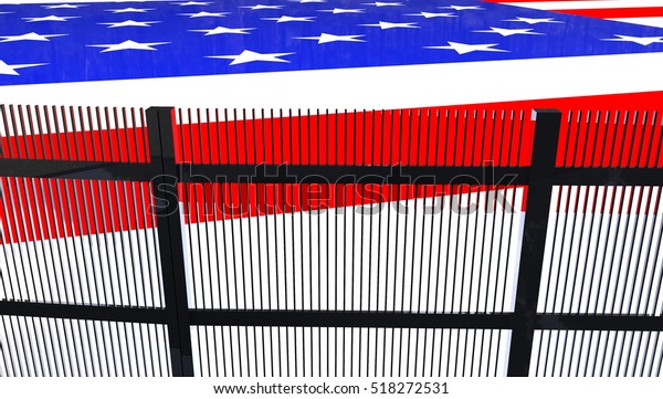 Border Wall Between America and Mexico 3d
Illustration on a white
background