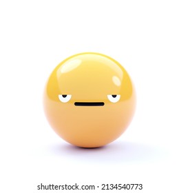 Bored Emoji Isolated On A White Background. 3D Illustration.