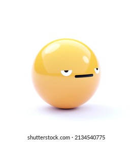 Bored Emoji Isolated On A White Background. 3D Illustration.