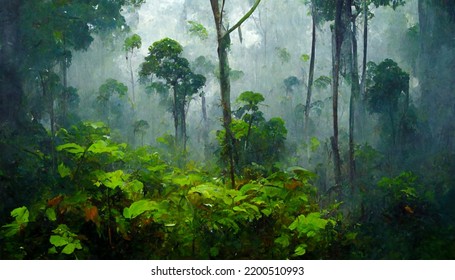 Borneo Rain Forest Trees Jungle Tropical Land