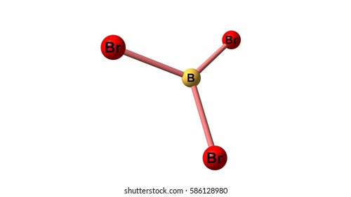 Boron Tribromide Or BBr3 Is A Colorless, Fuming Liquid Compound Containing Boron And Bromine. It Is Decomposed By Water And Alcohols. 3d Illustration