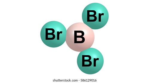 Boron Tribromide Or BBr3 Is A Colorless, Fuming Liquid Compound Containing Boron And Bromine. It Is Decomposed By Water And Alcohols. 3d Illustration