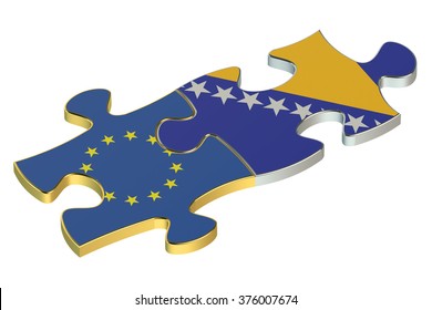 Bosnia And Herzegovina With EU Puzzles From Flags