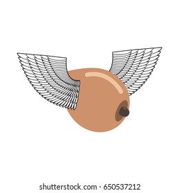 Bosom With Wings Flying. Flying Tit. Sorority Logo. Female Boobs Emblem. Breast Sign