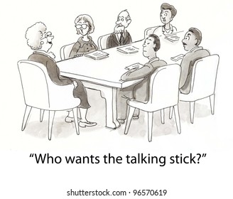 boss uses talking stick to decide who talks