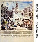 The Boston Massacre, March 5, 1770, broadside engraved, printed and sold by Paul Revere, 1770
