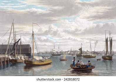 Boston, From The Ship House, West End Of The Navy Yard 1833