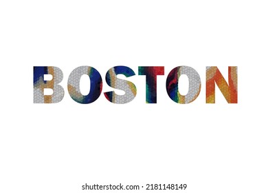 BOSTON. Typography text banner word BOSTON design