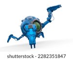 bot ball in action on side view, 3d illustration