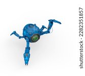 bot ball is jumping fast on top view, 3d illustration
