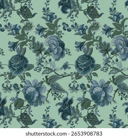 botanical floral vector seamless pattern Modern flower cloth