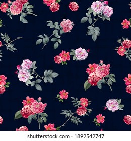 Botanical Flower Pattern, Seamless Digital Design,Watercolor Textile Allover Abstract Design.With Background