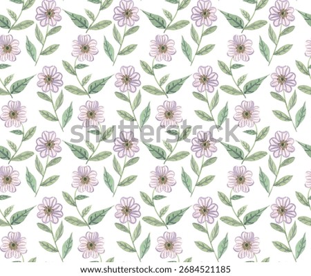 Botanical small flowers seamless pattern. Hand drawing vector blossom floral illustration on white background.