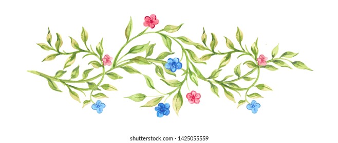 Botanical Watercolor Border. Vintage Illustration Is Based By William Morris.