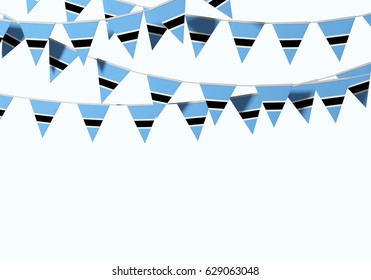 Botswana flag festive bunting against a plain background. 3D Rendering - Shutterstock ID 629063048