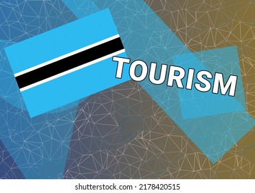 Botswana Tourism. Nation Flag On Colorful Background.  Gaborone  And Botswana Tourism Concept. Travel, Vacation And Tour In BWA. Abstract Geometric Style, 3d Image