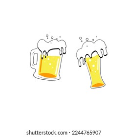 bottle up craft draft beer with bubble party illustration