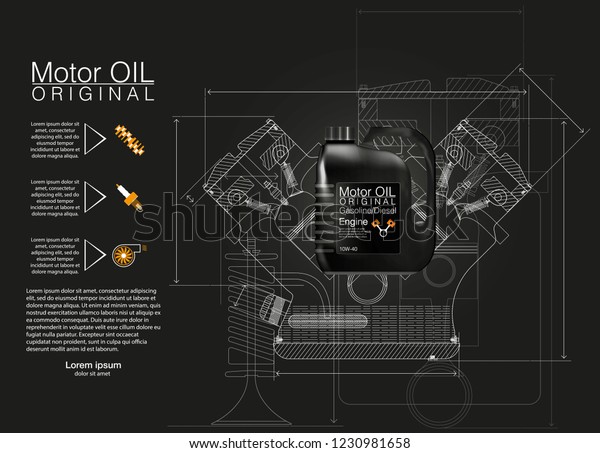 Bottle engine oil background, vector\
illustration, Technical\
illustrations.