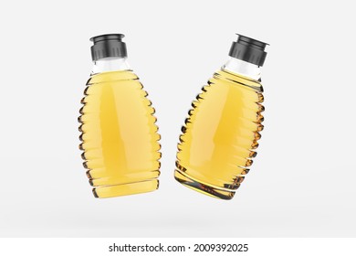 A bottle of pure honey on a white background. 3d illustration