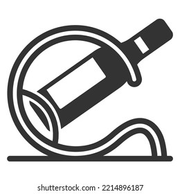 Bottle Of Wine On A Decorative Stand - Icon, Illustration On White Background, Glyph Style