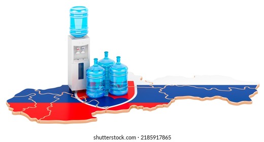 Bottled Water Delivery Service In Slovakia, 3D Rendering Isolated On White Background