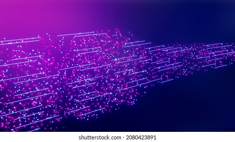 Bottleneck effect with limited flow through bottle neck concept. Traffic jam abstract 3d illustration