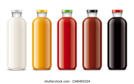 Bottles for juice, dairy drinks and other. 3d rendering