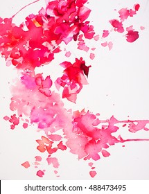 Bougainvillea with Textured Background. Watercolor painting 