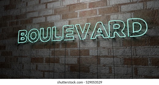 Boulevard Glowing Neon Sign On Stonework Stock Illustration 529053529 ...