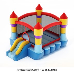 Bounce House Isolated On White Background. 3D Illustration.